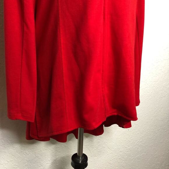 Soft Surroundings red full zip ruffle hem knit jacket size Medium - Picture 3 of 14